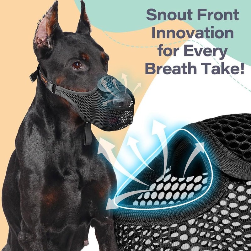 FDEETY Muzzle for Dogs, Adjustable Loop, Breathable Mesh, Prevents Biting,