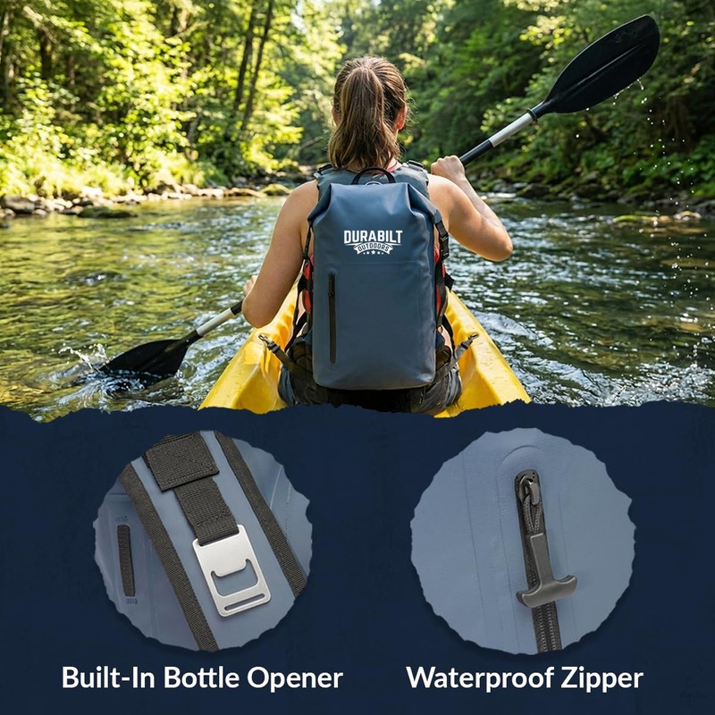 Durabilt 20L Waterproof Cooler Roll Top Backpack Sack, Heavy-Duty Soft