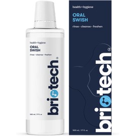 BRIOTECH Oral Swish, Hypochlorous Acid Mouthwash Rinse, Gentle Oral Care Hygiene, Fight Bad Breath, Support Against Plaque, Gum Irritation & Tender Gums, Alcohol & Fluoride Free, 17 fl oz