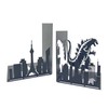 Dinosaur Decor Bookends - Elegant Frosted Black Design, Versatile Use