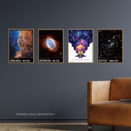 Artery8 Pack of 4 NASA James Webb Space Telescope Images Cosmic Cliffs Carina Nebula Southern Ring Nebula Deep Field Unframed A4 Wall Art Living Room Prints Set