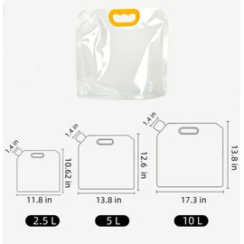 Hufopik 3 Pieces 2.6/1.3/0.65 Gallon Water Storage Cube Premium Collapsible Water Container Bag, Food Grade Clear Plastic Storage Jug for Water Bag For Hiking, Freezable Foldable Reusable Pouches.