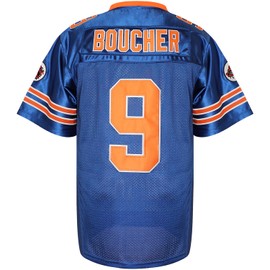 Bobby Boucher #9 The Waterboy Adam Sandler Movie Mud Dogs Bourbon Bowl Football Jersey (Blue, Small)