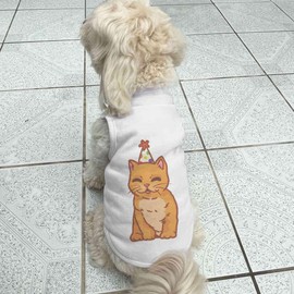 'Smiling Party Hat Ginger Kitten' Pet Dog/Cat T-Shirt (PT00108631)
