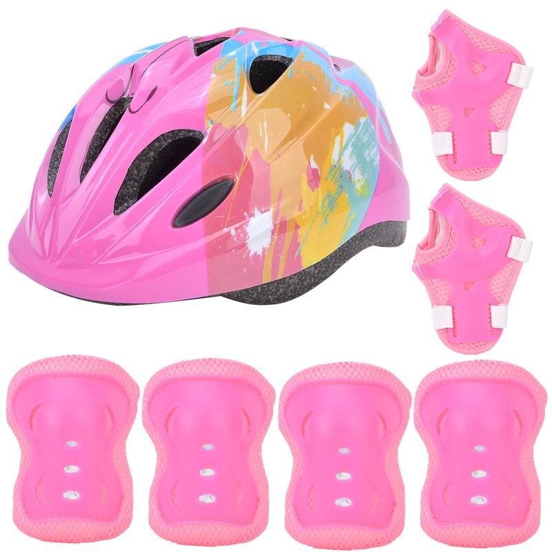 7pcs Kids Skating Bike Protective Gear Set Safety Helmet Knee