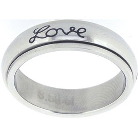 Solid Rock Jewelry STAINLESS STEEL "Faith, Hope, Love" CHRISTIAN BIBLE VERSE SPIN RING STYLE 321-SIZE 11