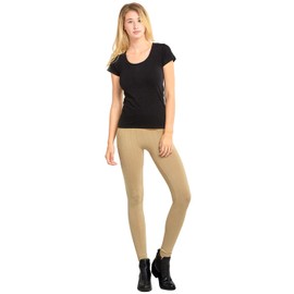 Sofra Leggings - Women's Seamless Cable Knit Fleece Leggings - Beige