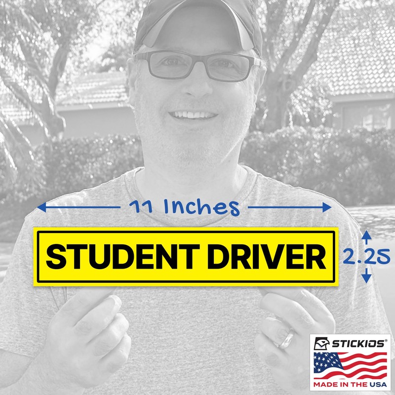Stickios Non-Magnetic Student Driver Stickers - Removable Vinyl Decals for