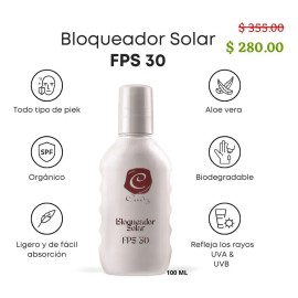 Bloqueador Solar Biodegradable Orgánico Fps 30 Real