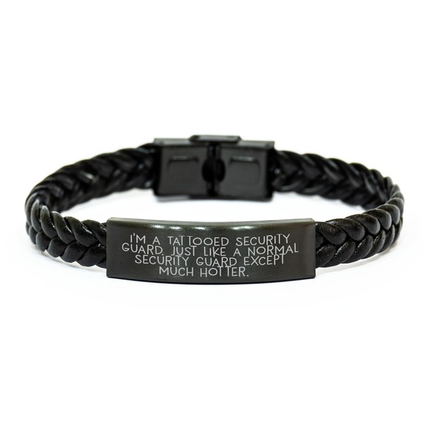 Security Guard Interlaced Leather Bracelet, Funny Quote Valentine's Unique Gift