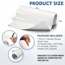 Eaasty 1 Roll 12" Width x 20 ft Length 468 Double Sided Adhesive Transfer Tape Sheet Roll for Bonding and Laminating