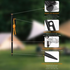 Camping Stakes Pack Tent Stakes Tent Stakes Heavy Duty with Storage Bag, Forged Steel Tent Pegs for Camping Unbreakable and Inflexible(8pcs Stakes) (25CM)