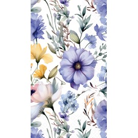 IHR Ideal Home Range Dinner Napkins Disposable 3-Ply Paper Hand Towels, 8.5" x 4.5", Purple Posy, 16-Count