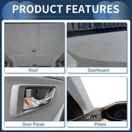 INFINAUTO INFINAUTO Headliner Fabric 54" l x 60" W for Car Truck RV SUV Automotive Interior Trim DIY Roof Repair Replacement Foam Backing Breathable Mesh Fabric Dark Gray