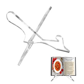 Cookbook Stand, Clear Acrylic Recipe Book Holder Multi-Function Modern Cook Book Stand for Kitchen Counter Reading Display Stand Shelf for Desktop Tablet Cooking Books