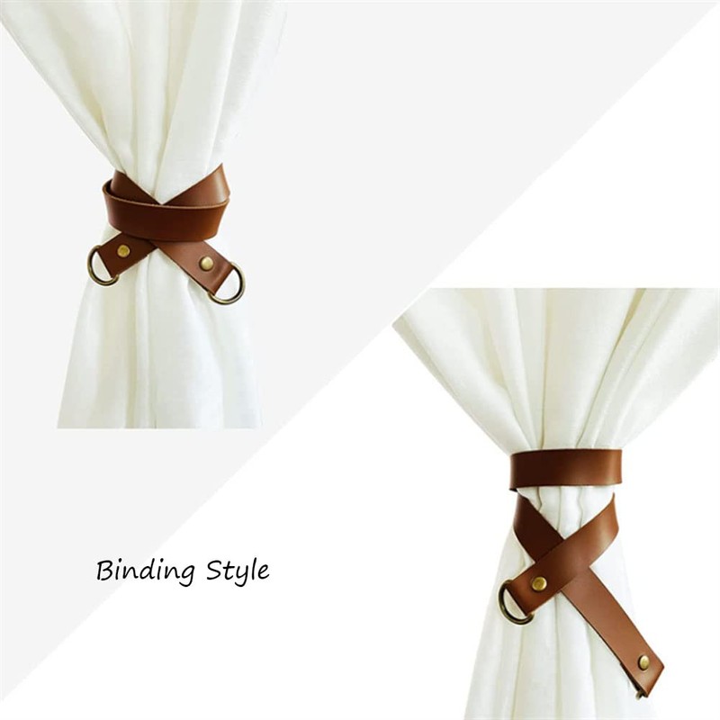 Leather Curtain Tie Backs - 2Pcs glrovazas Curtain Rod Holder