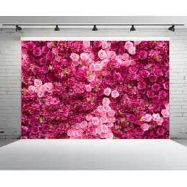 CHNYWORK 7ftx5ft Rose Wall Background Rose Photo Backdrops Spring Party Tea Party Flowers Backdrop Girls Birthday Pink Princess Party Wedding Bridal Shower Pink Floral Anniversary Ceremony Decor