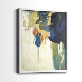 Renditions Gallery Set of 2 Peel & Stick Framed Prints, Abstract Wall Art, Watercolor Flowing Design Wall Decor, Re-Stickable - Ready to Hang - 8"x10" - White Frame LT607