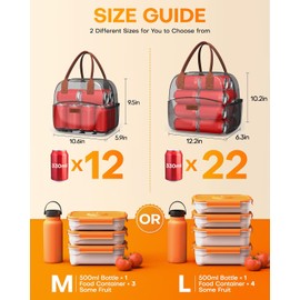 HOTOR Lunch Bag for Women & Men - Wear-Resistant & Leak-Proof Insulated Lunch Box with Large Capacity, Multi-Functional Cooler Bag for Office, Picnic, Grey, 10.60"×5.90"×9.50"