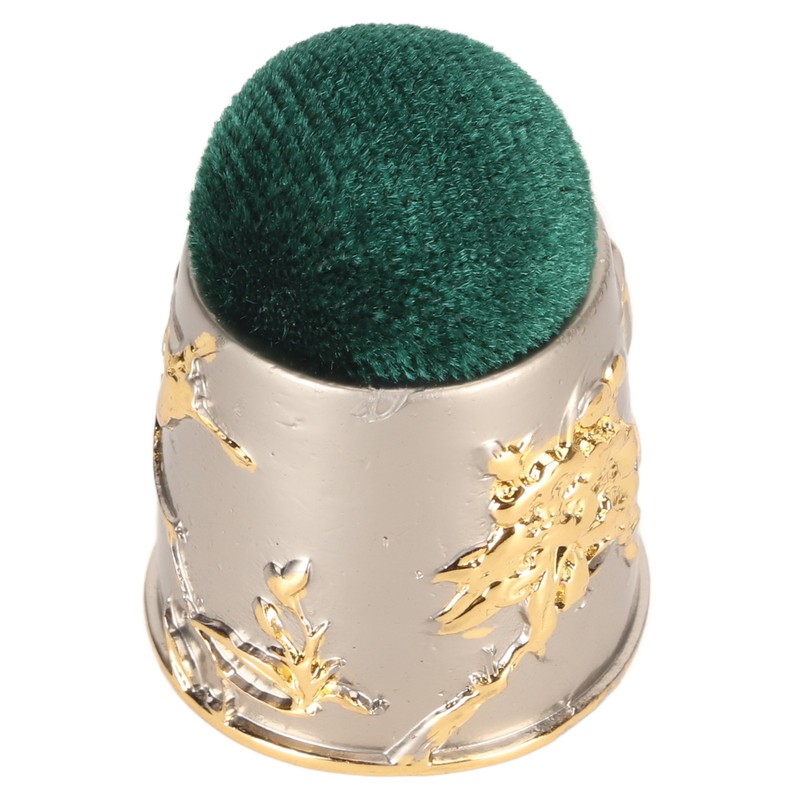 Sewing Pin Cushion Round Zinc Alloy Base Retro Style Pleuche