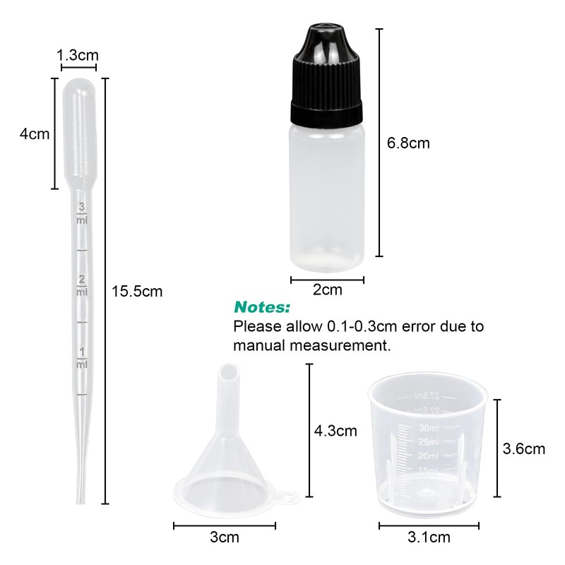 Reyshin 30 Pack 10ml Plastic Dropper Bottle, Plastic Empty Squeezable