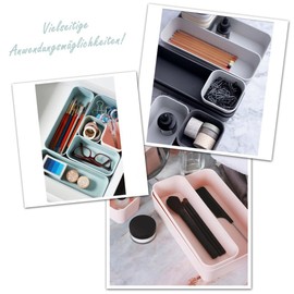 1 x Drawer Organiser Set, 16 Pieces, Colour: Anthracite, Universally Adjustable, Storage Box, One Piece, Separation System, Utensils, Storage, Living Room, Bathroom, Plastic, BPA Free