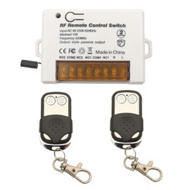 DieseRC 2 Channels Wireless Relay Remote Control Switch 433Mhz RF AC 110V 120V 220V 240V 10A Relay Receiver with 2 Transmitters Keyfob, Big Terminal Easy Wiring