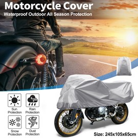 X AUTOHAUX Motorcycle Cover Outdoor Waterproof Motorbike Cover Half Cover 420D-PU Silver Tone Protection Sun Rain Cover Fits 96.46"x41.34"x25.59"