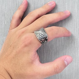 xuanhang Mens Stainless Steel Eye of Horus Egyptian Pyramids Fidget Rings For Men Women,Silver Egyptian Pharaoh Signet Carved Biker Band Anxiety Ring Jewelry For Men,Man Punk Motorcycle Ring,