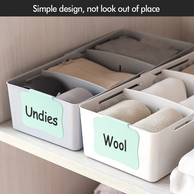12PCS Basket Labels Clip On for Storage Bins, Removable &