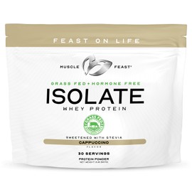 Muscle Feast Grass-Fed Whey Protein Isolate, All Natural Hormone Free Pasture Raised, Whey Isolate Protein Powder for Men and Women, Clean, Gluten-Free, Delicious Isolate Protein - Cappuccino, 2lb