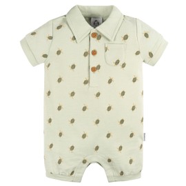Gerber Baby Boys Cotton Polo Romper, Turtle, 0-3 Months