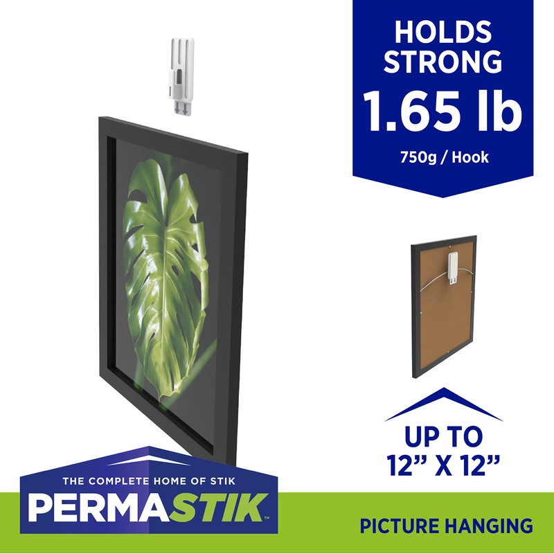 PermaStik Picture Hanging Kit Includes Removable Adhesive Hooks, 9 Small,