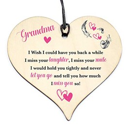 #1148 GRANDMA have you back Wood Love Heart Sign Memorial Birthday Gift Grave
