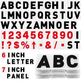 Leinuosen 300 Pcs Sign Letter Printed on Marquee Flexible Outdoor Black Portable Sign Board Plastic Changeable Letters and Numbers Punctuation Acrylic Numbers(6'', 7'')
