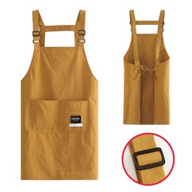 허블리 길이조절 남녀공용 방수 앞치마, 머스타드, 1개 Hubbly Adjustable Length Waterproof Unisex Apron, Mustard, 1 Piece