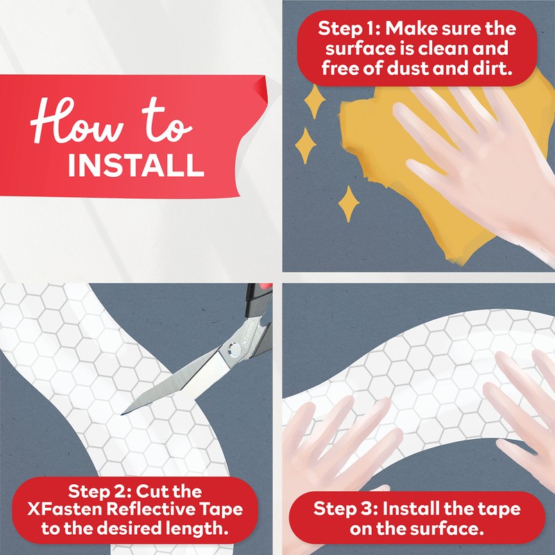 XFasten Reflective Tape, White and Silver, 2 Inches by 5