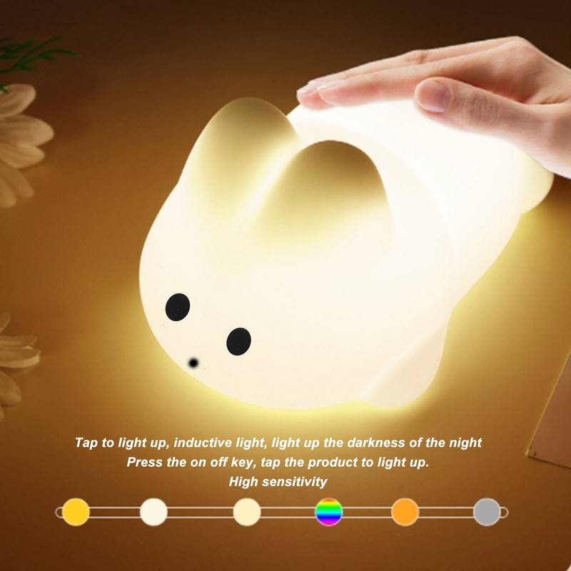 Cute Rabbit Night Light High Sensitivity Bunny Lamp Silicone Dimmable