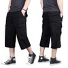 MAGNIVIT Mens Capri Long Twill Elastic Cargo Shorts Below Knee