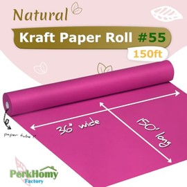 PerkHomy Rose Red Kraft Paper Roll 36" x 1,800" (150') for Gift Wrapping Bouquet Flower Kids Art Painting Craft Writing Packaging Shipping 80GSM 55LB (Rose Red, 36" x 150')