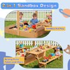 Haverchair Kids Wooden Sandbox with Picnic Table, 2-in-1 Large Sand