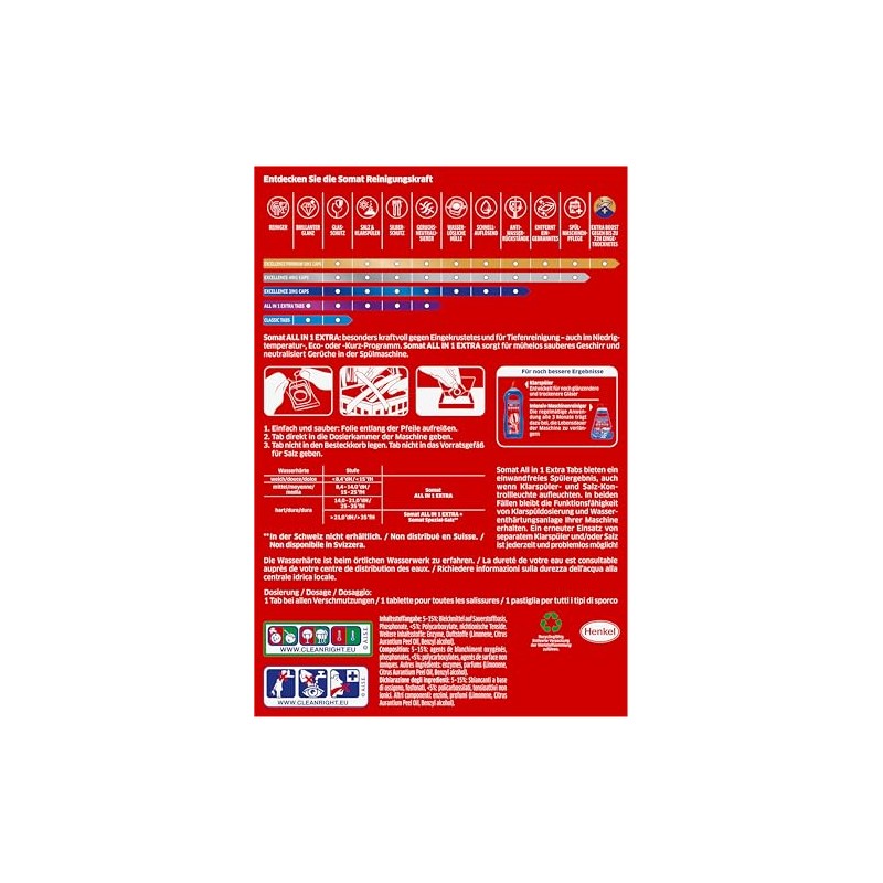 Somat All in 1 Extra Dishwasher Tabs (92 Tabs), Dish