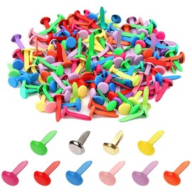 TRKETK Pack of 200 Mini Colourful Brads, Pattern Bag Clips, Mini Round Head Clips, 8 x 16 mm, Colourful Mini Scrapbooking Brads, Metal Paper Fasteners for Paper Crafts, DIY, Scrapbook, Cards, Photo