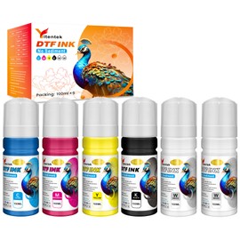 Yitentek Auto-Fill DTF Ink No Sediment DTF Transfer Ink for Epson ET-8550/ET-8500 Printers, Direct to DTF Film Heat Transfer Ink Conversion Kit (100ml x 6, 2Wh+CMYK)