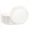 70 Pack 10in Ivory Plastic Dinner Plates, Disposable Round Fancy