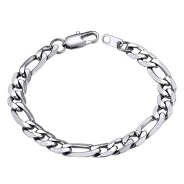 ChainsHouse 4 / 6 / 9 / 13 mm Figaro Chain Fashion Necklace, Stainless Steel / Silver / 18K Gold Plated / Black, Cool Necklace (14 Inch - 30 Inch) for Model / Hip / Pop / Rapper, Men and Women, Stainless Steel