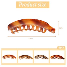 CATOR 4 Stück Groß Bananen Haarspange,Pferdeschwanz Haarklammer Vintage Bananen Clips Bananenspangen Griffkämme Damen Hochwertig Robust Haarschmuck für Frauen Mädchen
