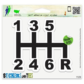 Stick Shift Manual Vinyl Sticker Small Window Bumper Phone Decal 2" x 2"