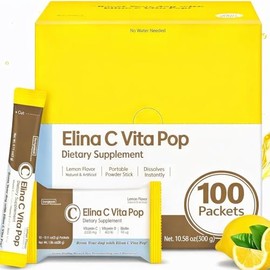 DONGKOOK Vita Pop Korean 2,000mg Vitamin C Powder Zero Sugar Vitamin D & Biotin Stick, Lemon Drink Mix, Vitamin C Supplements Immune Support & Antixiodants for Max Absorption, Non-GMO 30 Packets
