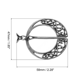 sourcing map Vintage Brooch Cloak Pin, Penannular Brooch Cloak Clasp Scarf Pin Shawl Pin Cardigan Brooch for Women Men Costume Accessory(Silver)